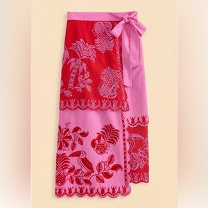 Farm Rio Tropical Embroidery Red Skirt